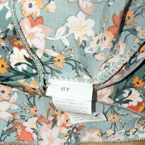 Echo Kids Floral Dress in Green and Orange - Picture 2 of 3